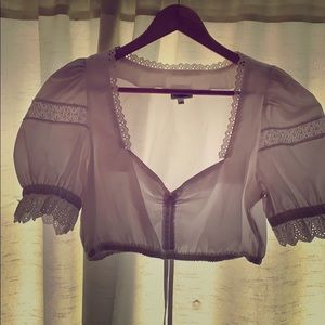 Authentic white lace German top worn under Dirndl
